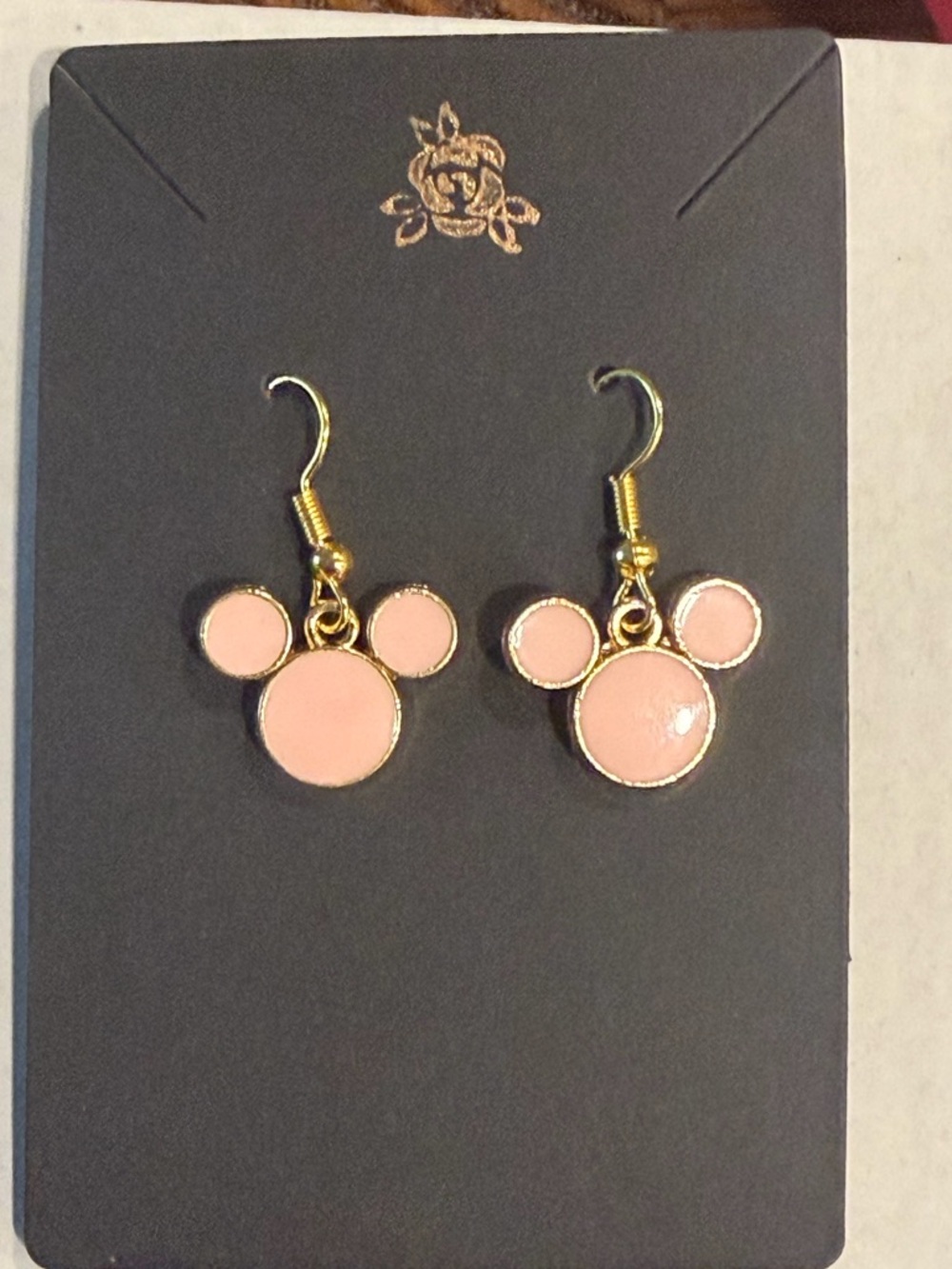 Pink Enamel Mickey Mouse Icon Earrings